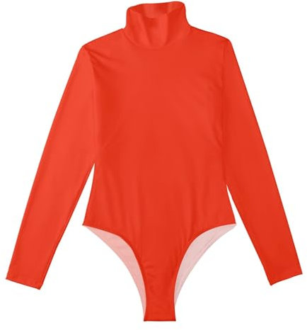 ODAWA Body rose à manches longues et col roulé pour femme, écarlate, XX-Large