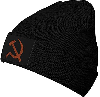 Strickmütze Flagge Der Ehemaligen Sowjetunion Hammer Und Sichel Beanie Mütze Bequeme Wintermütze Daily Cuffed Hats Für Camping Running Wandern