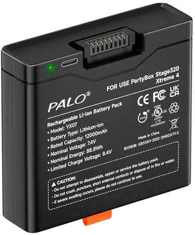 Palogreen 12000mAh Akku 400 für JBL Partybox Stage 320, JBL Xtreme 4-7,4V Hochleistungs-Lithium-Akku mit typ-c Eingang