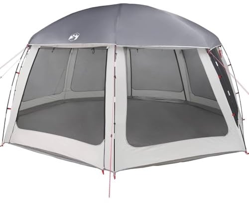 vidaXL Poolzelt mit abnehmbarem Überzelt Netzwänden Grau 612x612cm, Pooldach, Pool-Pavillon, wasserdichtes Zelt, Poolpartyzelt, Poolüberdachung