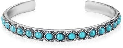 Mikovivi Jahrgang Türkis Armband Damen, Synthetik Türkis Western Armband Retro-Rustikal Böhmische Armreif Türkis Schmuck Als Geschenk für Cowgirls