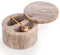 EHC Salt & Pepper Holder, Spice & Herbs Container, Marble Pinch Pot with Swivel Magnetic Lid and Serving Spoon, Salt Celler for Dining Table, Spice Storage Bowl with Compartment, Spice Bath, Beige