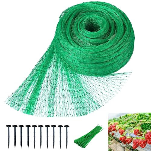 Vogelnetze Vogelschutznetz Engmaschig, Pflanzenschutznetz Gartennetz Laubnetz Mit 10 Erdanker Und 30 Kabelbinder, Stabil Schutznetz Garten Teichnetz für Pool Obstbäume Erdbeer Kirschenbaum(4X10M)