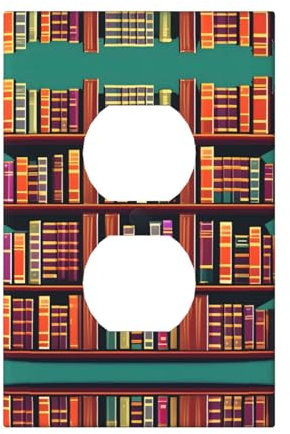 Cubiertas de salida con impresión de estantería de biblioteca, 1 placa de pared de tamaño estándar, cubiertas de placas frontales de policarbonato de doble salida