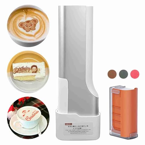 RIZGHWOY Stampante Alimentare Commestibile con Precisione di Stampa 300psi, connettività WiFi per Take, caffè e Macarons Caffettiera Latte Art Stampante (Rosso)