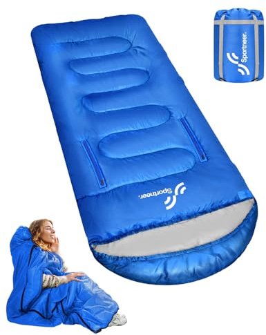 Schlafsack Outdoor - 200×85cm Deckenschlafsack 3-4 Jahreszeiten Camping Sleeping Bag für Erwachsene & Kinder | Leicht Tragbar Warm Schlafsack mit Armloch