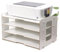 xiuling4568 Büromöbels Druckerregal, Verdickter Aktenhalter, Holz-Desktop-Mehrschicht-Bürobücherregal mit 4 Gittern, A3-Papieraufbewahrungsbox, Informationsbox Drucker Desktops(White)