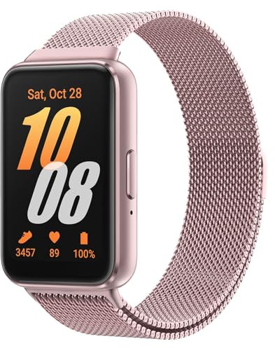 Astorgos Cinturino in Metallo Compatibile con Samsung Galaxy Fit 3, Cinturino Magnetico in Acciaio Inossidabile, Loop in Maglia Milanese per Donna Uomo, Rosa