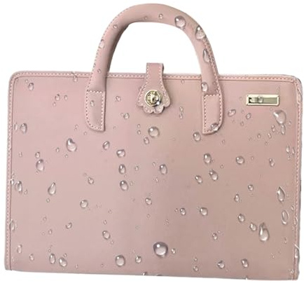 Laptop Carrying Sleeve - Pink PU Leather Case with Handle | Durable Notebook Protector for Students Professionals, Water-Resistant Computer Bag for Travel, Work, School, Lightweight Portable Sleeve