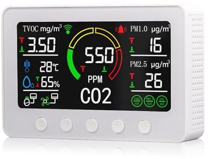 Wi-Fi Smart Air Quality Monitor NDIR CO2 Meter 6 In 1 Digitaler Temperatur-Feuchtigkeitssensor-Detektor, Atmos Watch