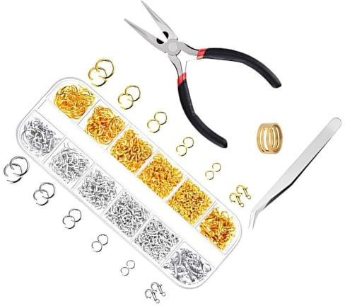 AMSLSIU Kits Metall Kreis Schnalle Reichlich Set Metall Reparatur Ersatz Werkzeug Ring Halskette Fußkettchen Kit Schmuck Shop Home
