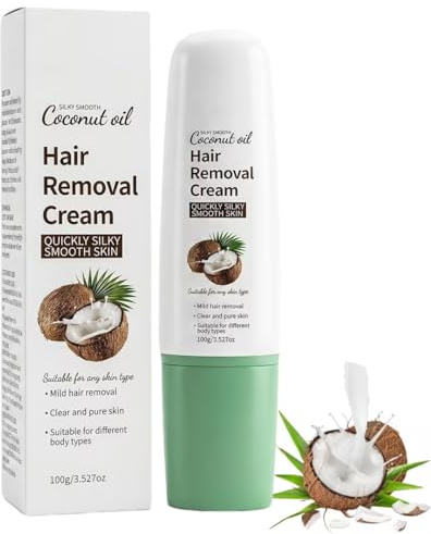 Coconut Oil Facial Hair Removal Cream,100g Gentle & Sensitive Hair Remover for Women & Men,Face,Chin,Upper Lip & Body,Moisturising Depilatory with Plant Extract,Non-Irritating,Quick Smooth Facial Care