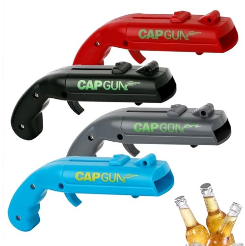 Lot de 4 Décapsuleurs en Forme de Pistolet, Décapsuleur Amusant de Pistolets, Cap Gun Ouvre-Bouteilles de Bière, Ouvre-boîte en Forme de Pistolet Jouet pour Catapultes Lanceur Bouteilles Fête Bar