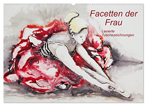 Facetten der Frau - Lavierte Tuschezeichnungen (Wandkalender 2025 DIN A2 quer), CALVENDO Monatskalender