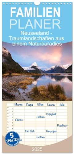 Familienplaner 2025 - Neuseeland - Traumlandschaften aus einem Naturparadies mit 5 Spalten (Wandkalender, 21 cm x 45 cm), CALVENDO: Hervorragende Naturszenen aus der Wildnis (CALVENDO Natur)