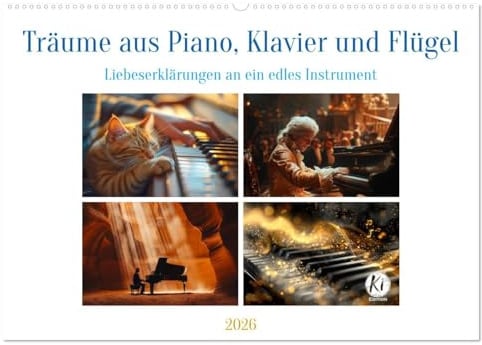 Träume aus Piano, Klavier und Flügel (Wandkalender 2026 DIN A2 quer), CALVENDO Monatskalender: Eine Hommage an die Vielseitigkeit und Zeitlosigkeit dieses Instruments (CALVENDO Kunst)