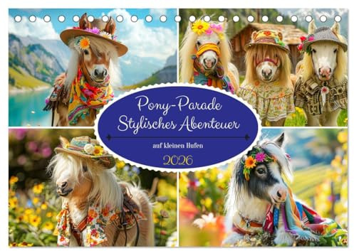 Pony-Parade. Stylisches Abenteuer auf kleinen Hufen (Tischkalender 2026 DIN A5 quer), CALVENDO Monatskalender: Lassen Sie sich von den bezaubernden ... Welt der Fashion entführen! (CALVENDO Tiere)