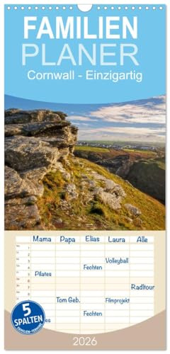 Familienplaner 2026 - Cornwall - Einzigartig mit 5 Spalten (Wandkalender, 21 cm x 45 cm), CALVENDO: Atemberaubende Küsten, kontrastreiche Landschaft ... Dörfer - das ist Südengland. (CALVENDO Orte)