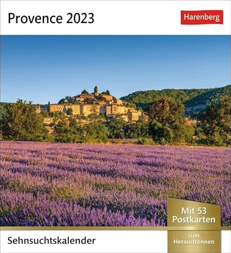 Provence Sehnsuchtskalender 2023. Kleiner Kalender zum Aufstellen, mit 53 Postkarten zum Sammeln und verschicken. Dekorativer Tischkalender 2023. Auch zum Aufhängen.: Wochenkalender mit 53 Postkarten