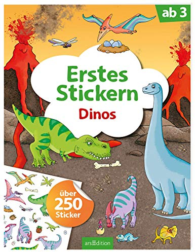 Erstes Stickern – Dinos: Über 250 Sticker | Erstes Stickerheft für Kindergarten-Kinder ab 3 Jahren