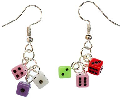 Miniblings 3er Würfel Mini Black jäck Gaming Ohrringe - Handmade Modeschmuck I Kasino Brettspiel Spielzeug - Ohrhänger Ohrschmuck versilbert