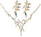 Epinki Damen Schmuck-Set, Edelstahl Baum Geäst Form Ohrringe Halskette 43+5.5CM