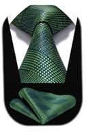 HISDERN Krawatte Dunkelgrün Herren Krawatten mit Einstecktuch Hochzeit Elegant Krawatte & Taschentuch Set Business