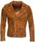 Infinity Leather Herren Klassische Brando Lässige Bräunen Wildleder Radfahrer L