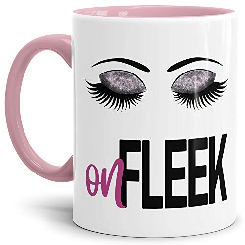 Tasse mit Aufdruck On Fleek #3 - Augenbrauen/Make-up/Beauty/Innen & Henkel Rosa