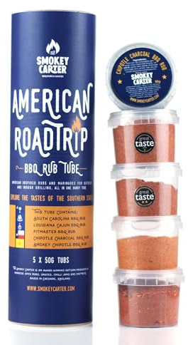 American Roadtrip BBQ Rub Gift Tube | Authentic American BBQ Rubs | Seasonings for Everyday Cooking and BBQ | The Smokey Carter