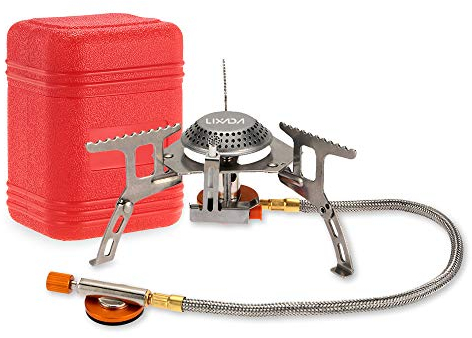 Lixada 41 * 28mm / 1.6 * 1.1in 3500W Estufa de Gas Plegable para Acampar con Adaptador de Cabezal de Conversión de Gas