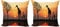 ABAKUHAUS Afrika Dekokissen Kissenbezug 2er Pack, Giraffe im Wilden Wald, Modern Accent Doppelseitiger Digitaldruck, 50x50, Schwarz Orange