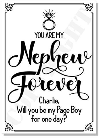Lustige Karte mit Aufschrift Will you be our/my (jede Rolle, Text, Farben) (Nephew Forever, weißes mattes Papier, 300 g/m²)