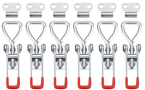 6 PCS Toggle Clamp Latches, Adjustable Cabinet Clasp Lock, Metal Toggle Clamp Latch Hasp Heavy Duty 100KG/220lbs Holding Capacity, Small Size