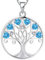 YL Collar Árbol de la Vida para Mujer Plata de Ley 925 Colgante de Árbol Genealógico de Aguamarina con Piedra Natal de Marzo, 45 + 3 CM