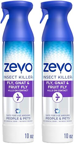 Zevo Flying Insect Killer Spray - Bug Spray for Home Use - Versatile Gnat, Mosquito, Fruit Fly Killer & More - with Rosemary & Cornmint Oil - for Indoor & Outdoor Use (2 Bottles)