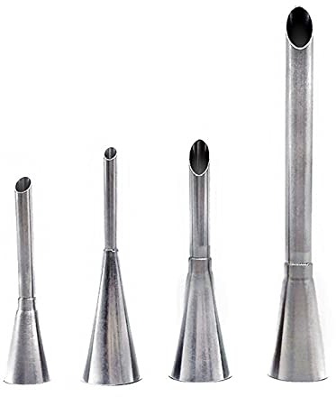 Faderr 4 boquillas de soplo, acero inoxidable Syring-e Puff Cream Eclairs herramientas para hornear, boquilla de soplo de tubería larga, equipos de bricolaje para pastelería de postre (plata)