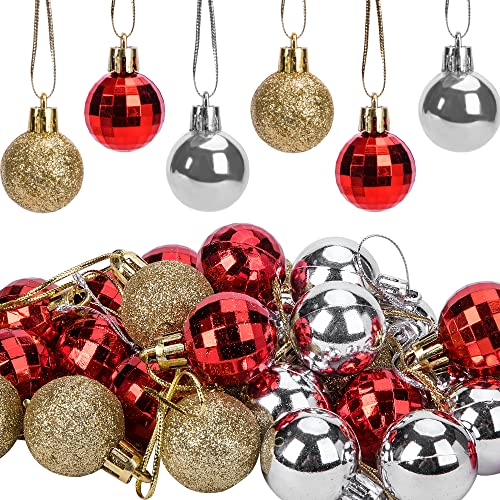 Deloky 36 Stück Mini-Weihnachtskugel-Ornamente, 3,1 cm, bunt, bruchsicher, Kunststoff, dekorative hängende Kugel für Weihnachtskranz, Ornamente und Party-Dekoration