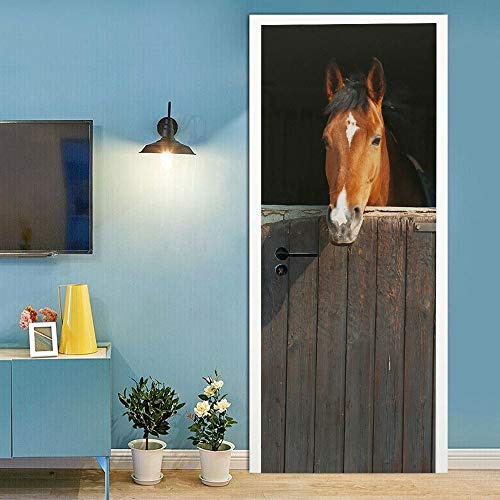 3D Türtapete Selbstklebend Türaufkleber - PFERD - Tür Poster PREMIUM PVC Wasserfest Wandtattoo Für Schlafzimmer Wohnzimmer Tür Dekoration Tapete 77 x 200 cm