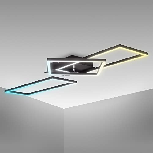 B.K.Licht - LED Deckenlampe mit Fernbedienung, schwenkbar, einstellbar warmweiß bis kaltweiß, Deckenleuchte, LED Lampe, Wohnzimmerlampe, Schlafzimmerlampe, Küchenlampe, 92,8x26x9,5 cm, Schwarz
