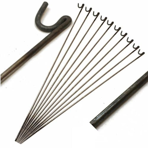 Pack of 10 - Metal Fence Pins Steel Barrier Fencing Garden Netting Stakes Posts (8mm x 1.25m)