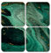 4 dessous de verre carrés effet marbre – Art vert agate encre or Jigsaw Gift #78323