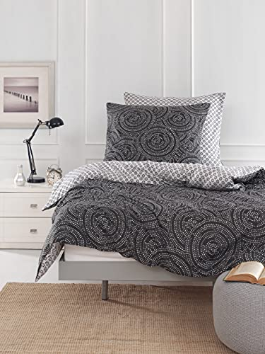 Mixibaby Bettwäsche Bettgarnitur Bettbezug Baumwolle 135x200 155x220 200x200 200x220 Modern, Größe:200 x 200 cm, Design Bettwäsche:Modern Schwarz
