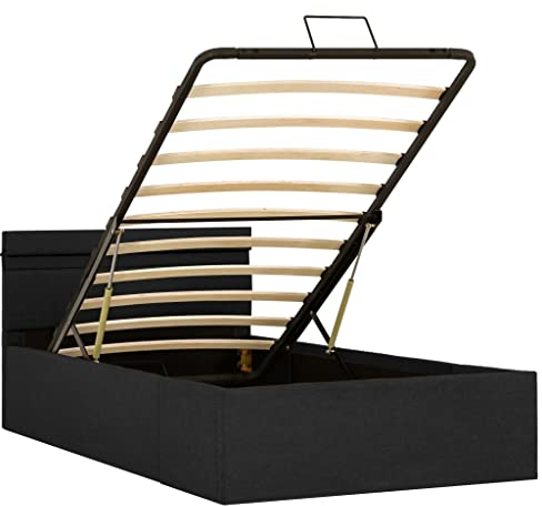 INLIFE Stauraumbett Hydraulisch mit LED Dunkelgrau Stoff 90×200 cm