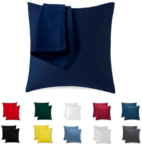 Kissenbezug 65x65 Baumwolle Premium Jersey 2er Set Kissenhülle Deko für Kissen Sofa/Bett Stoff Superweicher Resistent Hypoallergen Anti-Milben Kopfkissenbezug mit Verdecktem Zip Voll Waschbar