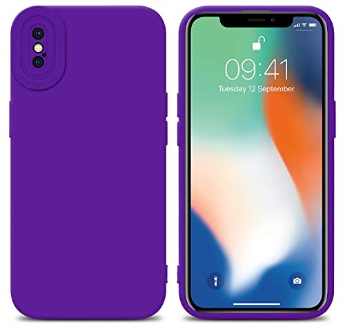 Cadorabo Hülle kompatibel mit Apple iPhone X/XS Schutzhülle TPU Silikon Case Liquid Design mit Kameraschutz Slim Kratzfest Weiche Gummi mit Rundumschutz Case Hülle für iPhone X/XS in Lila