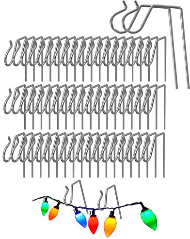 NACETURE 50 Pack Stainless Steel Christmas Light Hangers with Gutter Guard, Heavy-Duty Metal Hooks