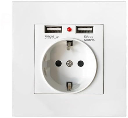 NIUCOM Enchufe Schuko + 2 USB De 5V Y 2.1A De Pared, Ofreciendo Una Carga Rápida De Nuestro Dispositivo, Compatible Con La Mayoría De Dispositivos Como Smartphone Y Tablets