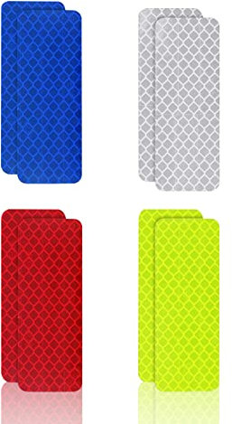 8 Pack Safety Reflective Stickers, Self Adhesive Reflective Tape Warning Tape Reflective Strips Sticker Reflective Waterproof Tape Stickers for Vehicle, Bicycles, Motorcycles Helmet, Clothing