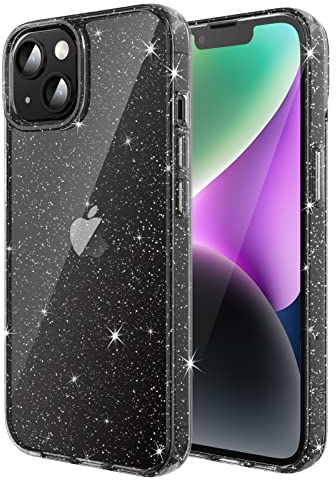JETech Glitter Case for iPhone 14 Plus 6.7-Inch, Bling Sparkle Shockproof Phone Bumper Cover, Cute Sparkly for Women and Girls (Black)